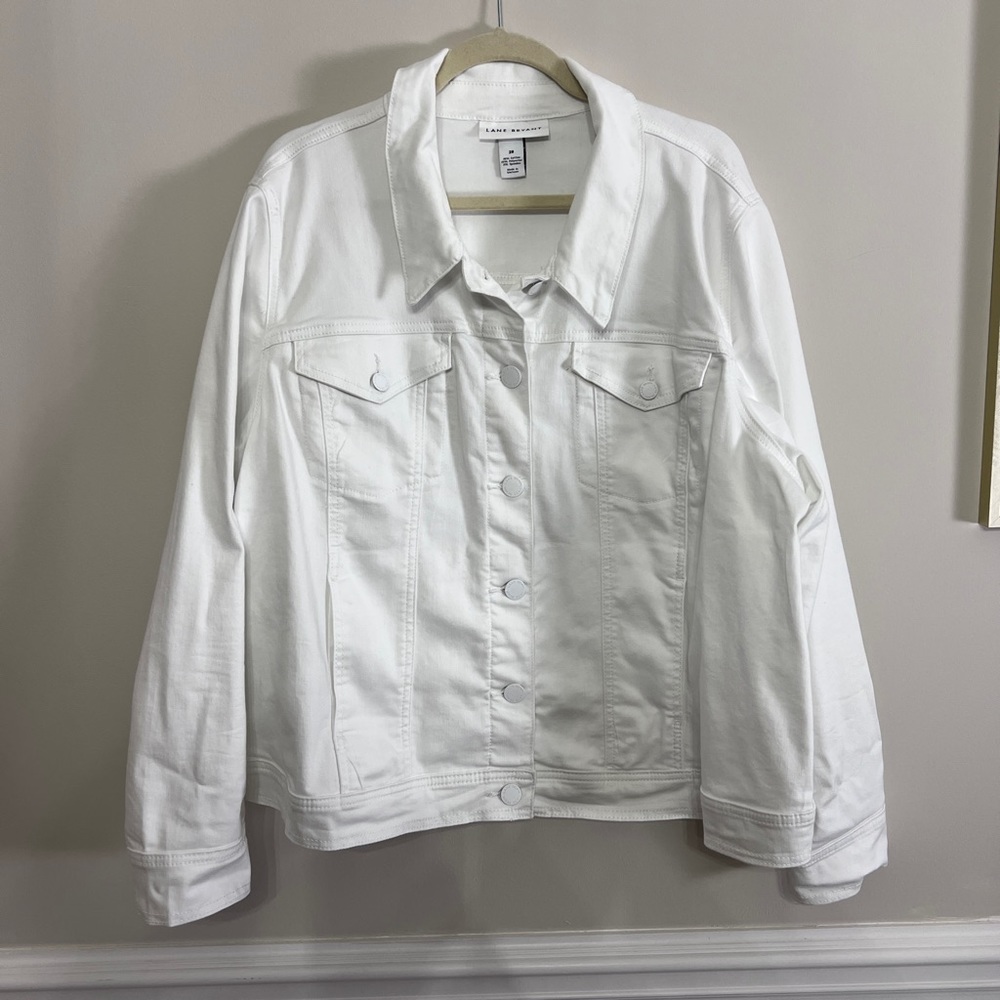 Lane Bryant white denim jacket, size 28